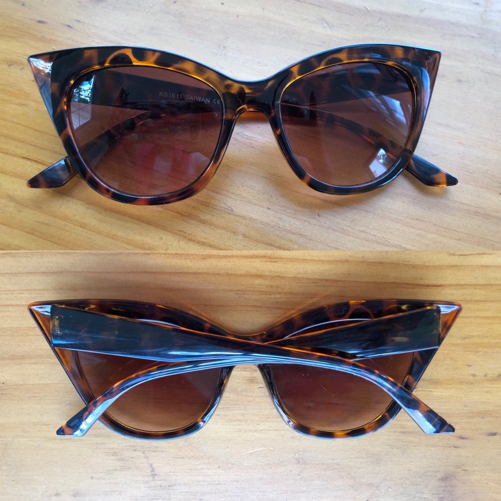 Brown Tortoise Shell Print Cateye Sunglasses